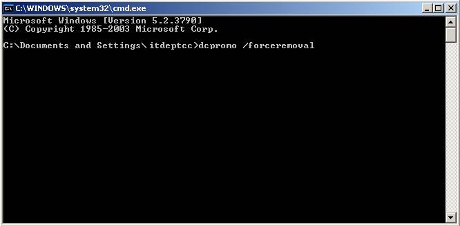 Force Remove Windows 2003 Domain Controller